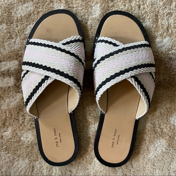 Rag & Bone Keaton Slide in Pink Combo Wrap Sandals Size 37.5 - Picture 2 of 11